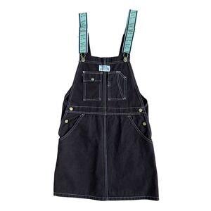 Vintage 60s 70s Carters Watch The Wear Brown Denim Overall Dress Medium USA Made